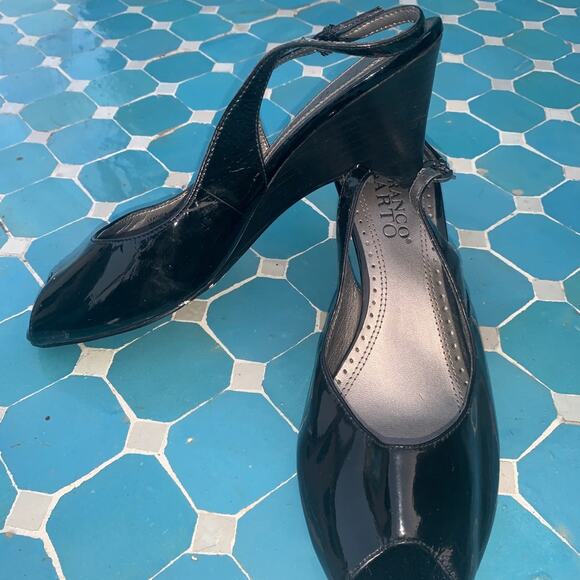 NEW FRANCO SARTO PATENT LEATHER SLINGBACK PUMPS - Picture 1 of 7
